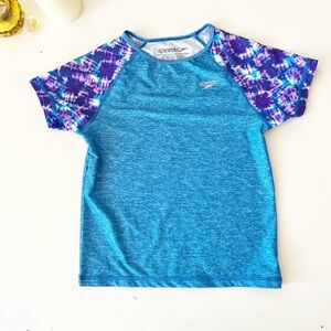 Speedo Short Sleeve Printed Rash Guard In Deep Sapphire